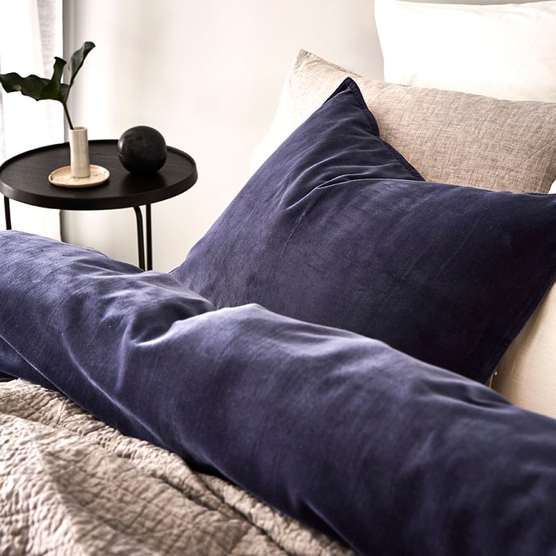 Cotton Velvet Quilt Cover Navy 