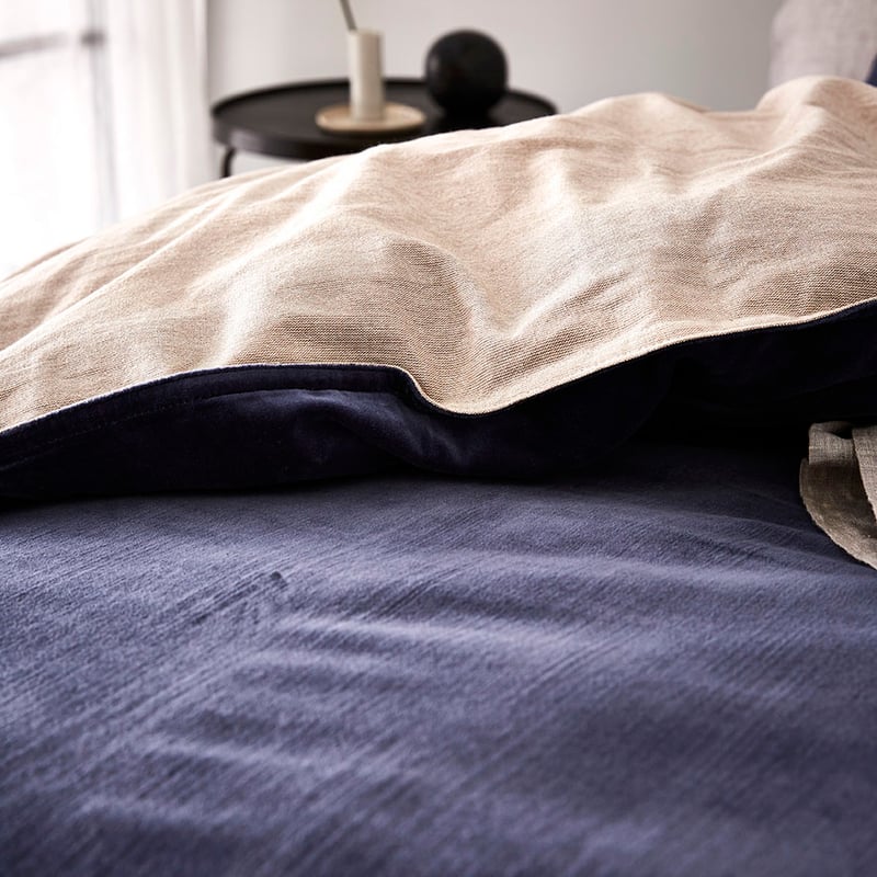 Cotton Velvet Quilt Cover Navy 