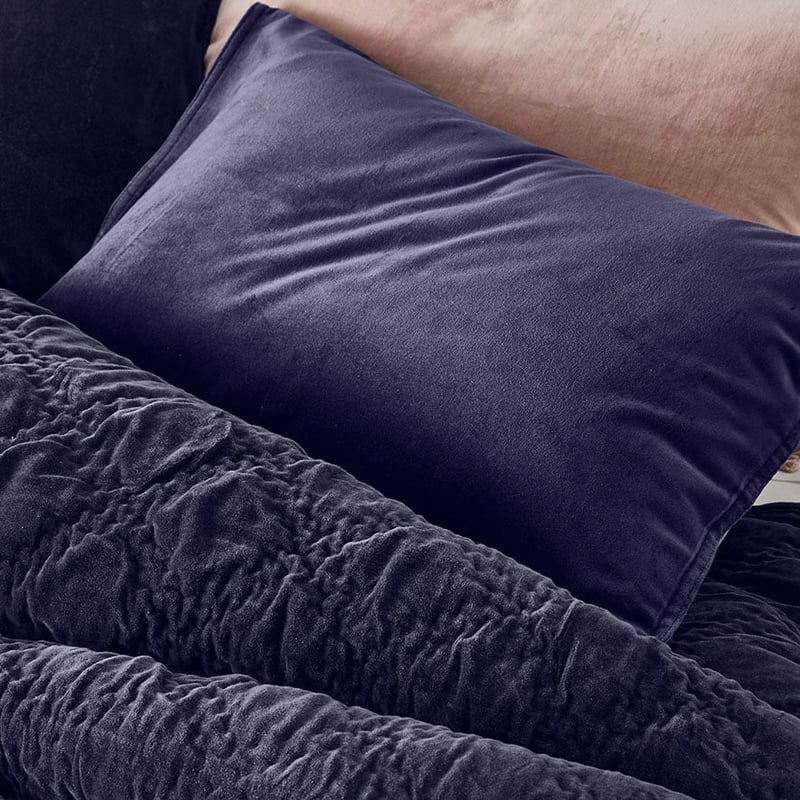 Cotton Velvet Coverlet Navy 