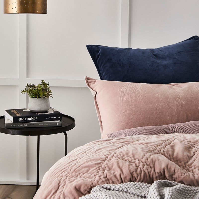 Cotton Velvet Coverlet Pink