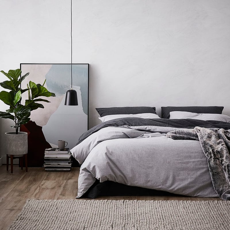 Super Soft Brushed Flannelette Quilt Cover Silver/Charcoal