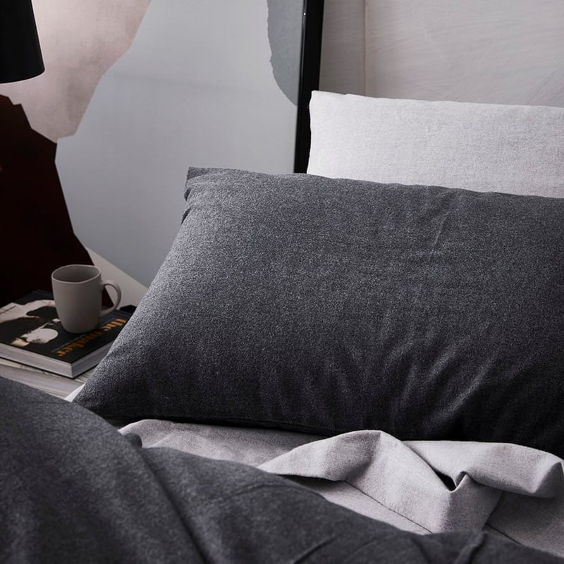 Super Soft Brushed Flannelette Quilt Cover Silver/Charcoal