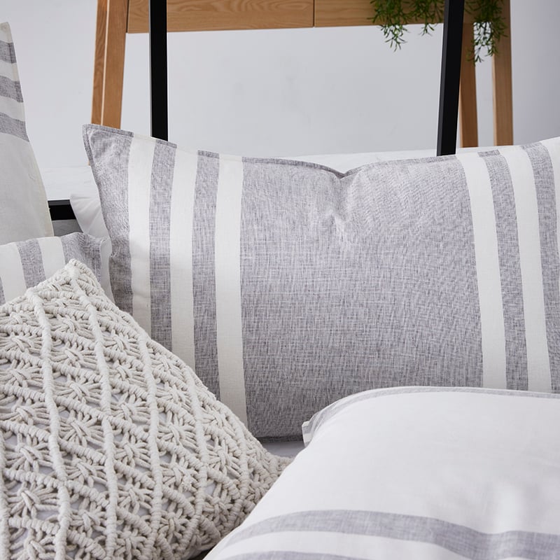Boston Stripe Quilt Cover Set Silver