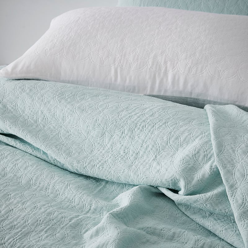 European Collection Madrid Coverlet Misty Blue