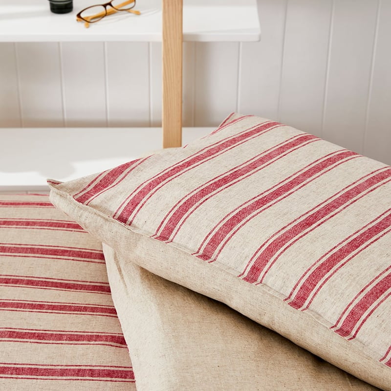 Harbour Stripe Quilt Cover Set Red