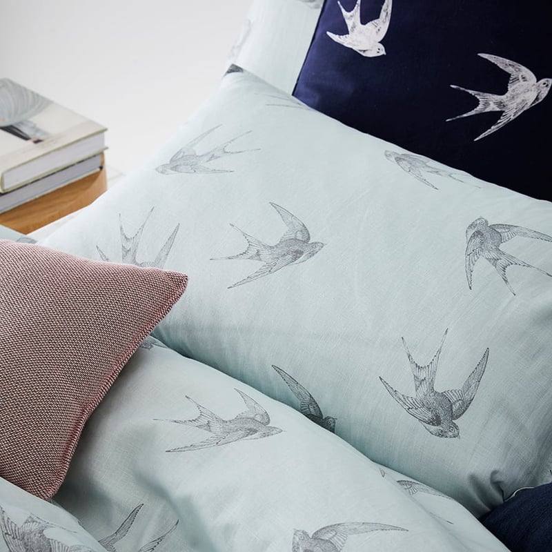 Swallows Blue Quilt Cover Set