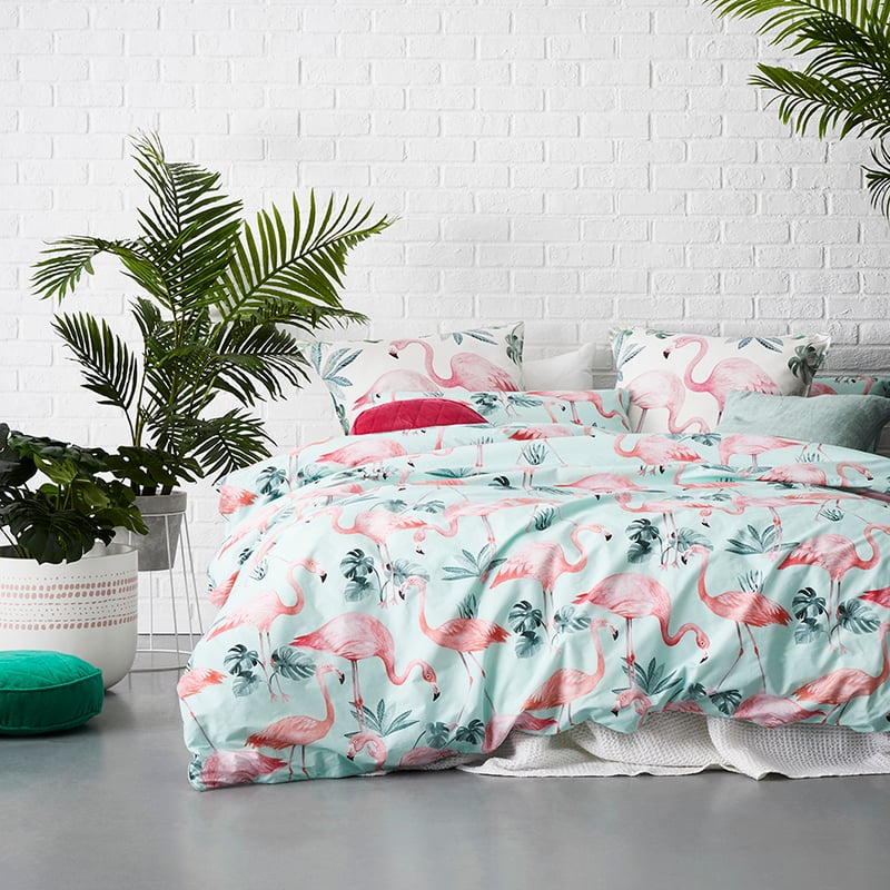 Flamingo Mint Quilt Cover Set