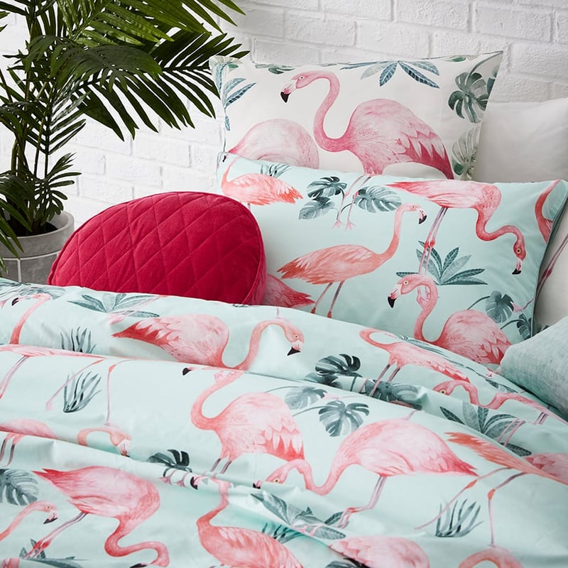Flamingo Mint Quilt Cover Set