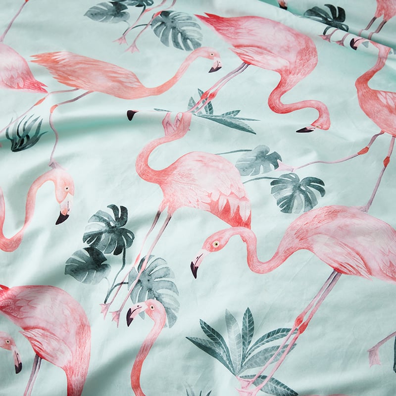 Flamingo Mint Quilt Cover Set