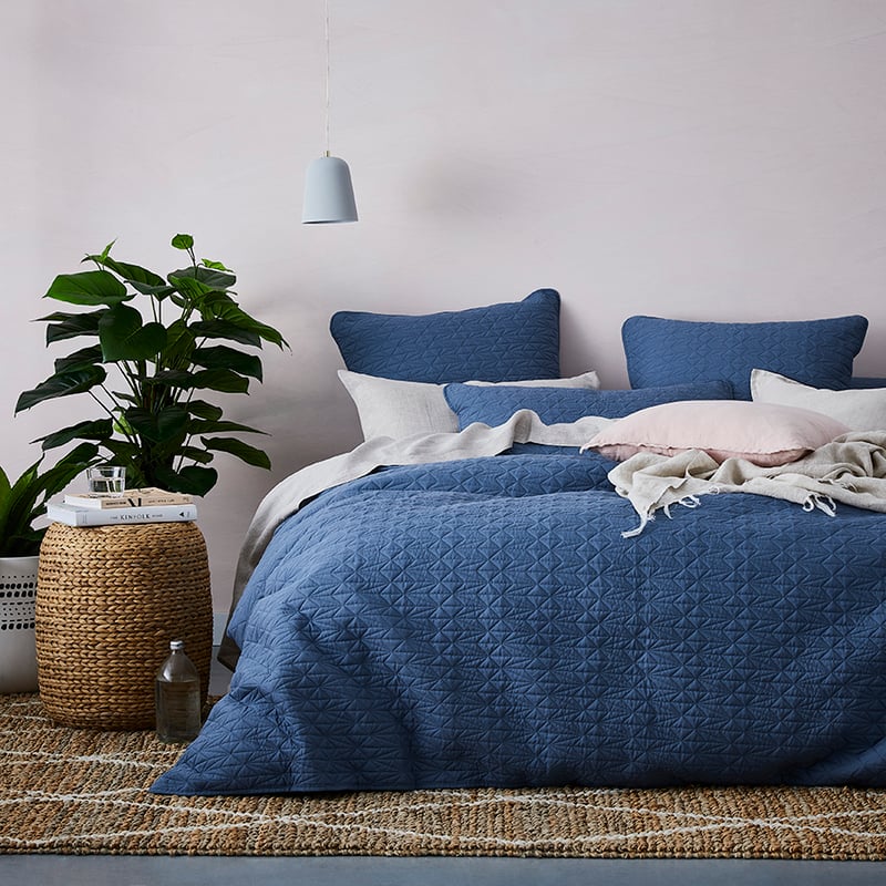 Maxwell Quilted Quilt Cover Steel Blue