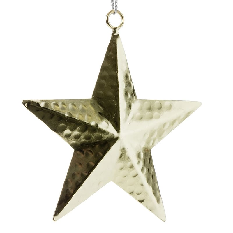 Champagne Beaten Metal Star Ornament