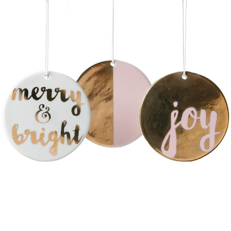 Blush & Gold Designer Disc Ornaments Set of 3