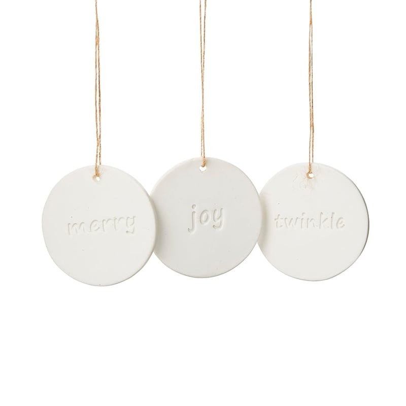 Merry, Twinkle & Joy Ceramic Discs Set of 3 White 
