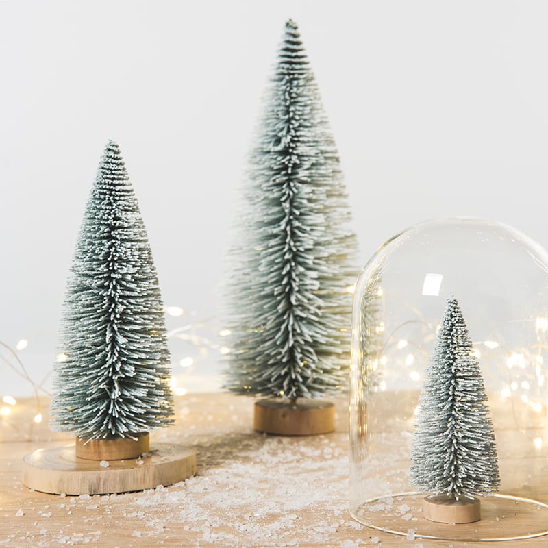 Frosted Pine Table Tree Pack of 3 Sage & White 