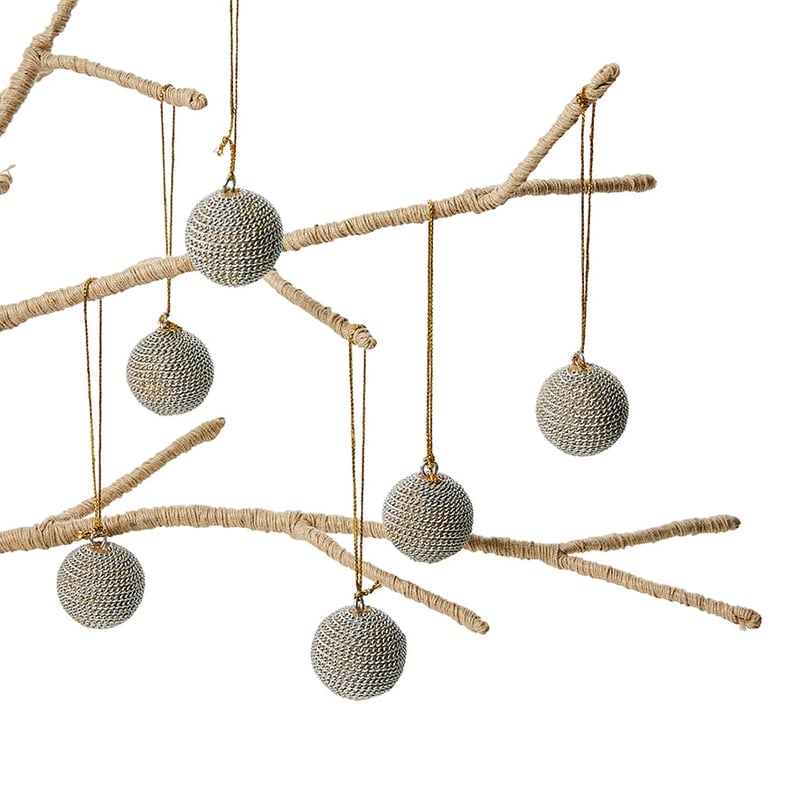 Mini Chain Baubles Pack of 6 Silver & Gold 