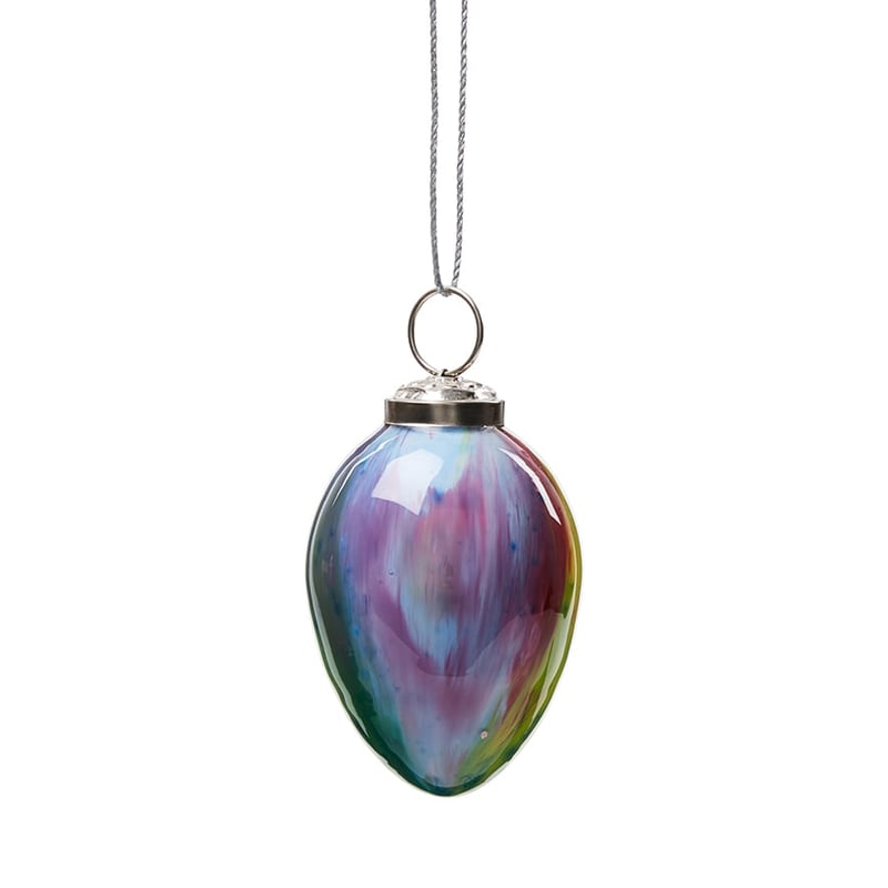 Marble Bauble Rainbow Blue Pear