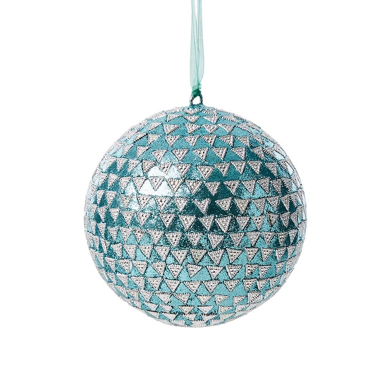 Triangle Bauble Aqua & Silver 