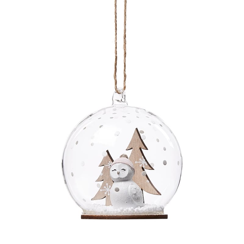 Hanging Glass Ornament Owl
