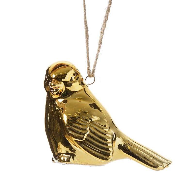 Porcelain Hanging Bird Gold Ornament