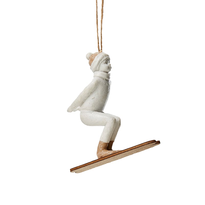 Resin Girl Ornament Skating White