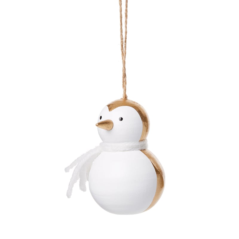 Wooden Penguin Gold Ornament