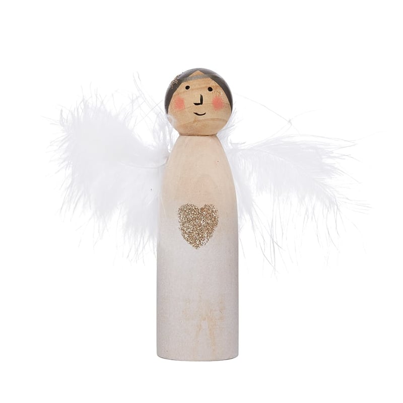 Wooden Angel Ornament Natural Small