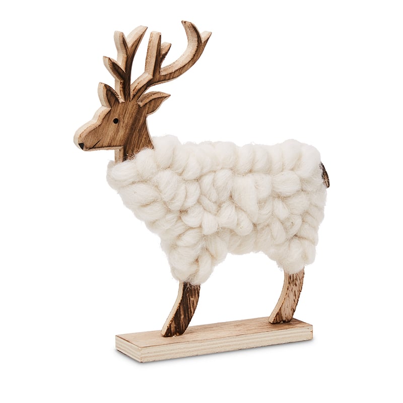 Wooden Woollen Deer White