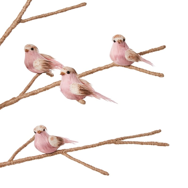 Feather Bird Glitter Pink Pack of 4