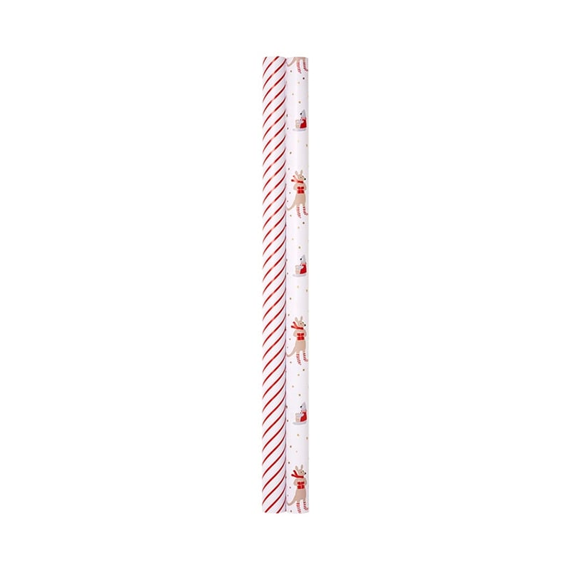 Christmas Wrapping Paper Animals/Stripe Pack of 2