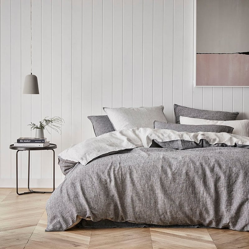 Vintage Washed Linen Black Stripe Quilt Cover
