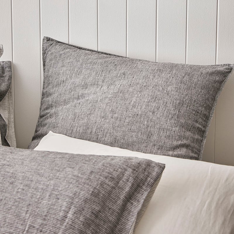 Vintage Washed Linen Black Stripe Quilt Cover