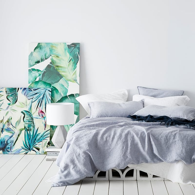 Vintage Washed Linen Cornflower Quilt Cover