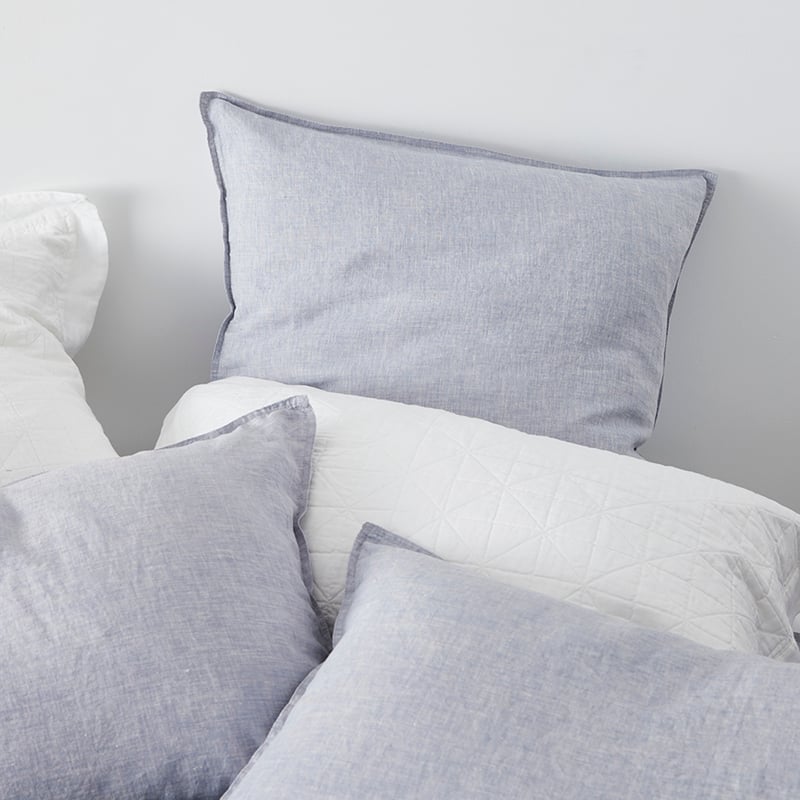 Vintage Washed Linen Cornflower Quilt Cover