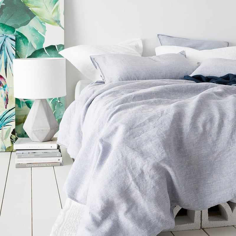 Vintage Washed Linen Cornflower Quilt Cover