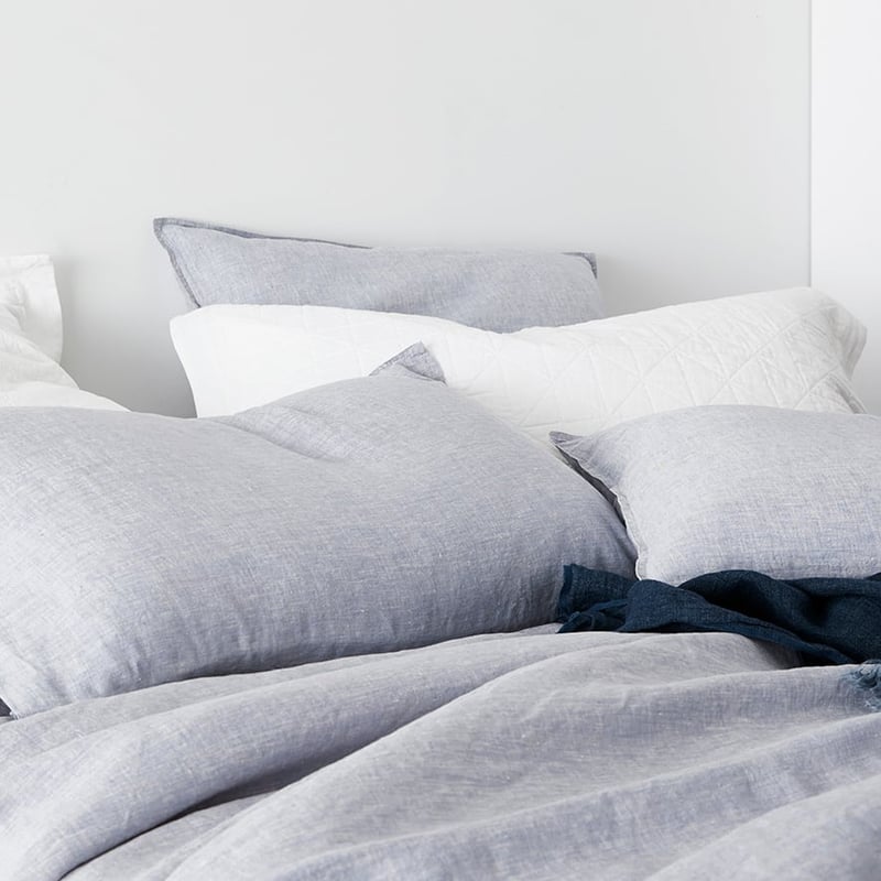 Vintage Washed Linen Cornflower Quilt Cover