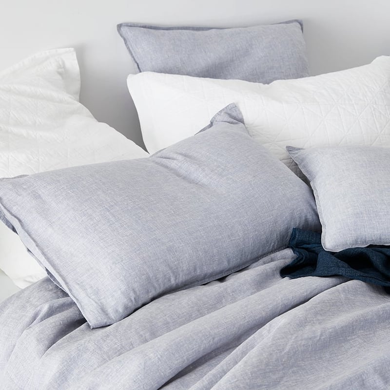 Vintage Washed Linen Cornflower Quilt Cover