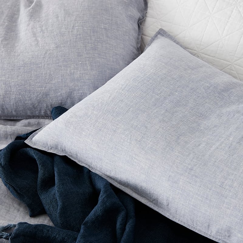 Vintage Washed Linen Cornflower Quilt Cover