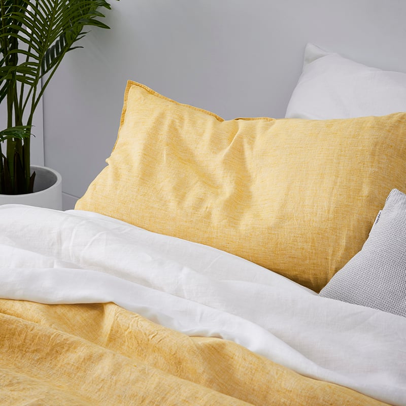 Vintage Washed Linen Mustard Quilt Cover