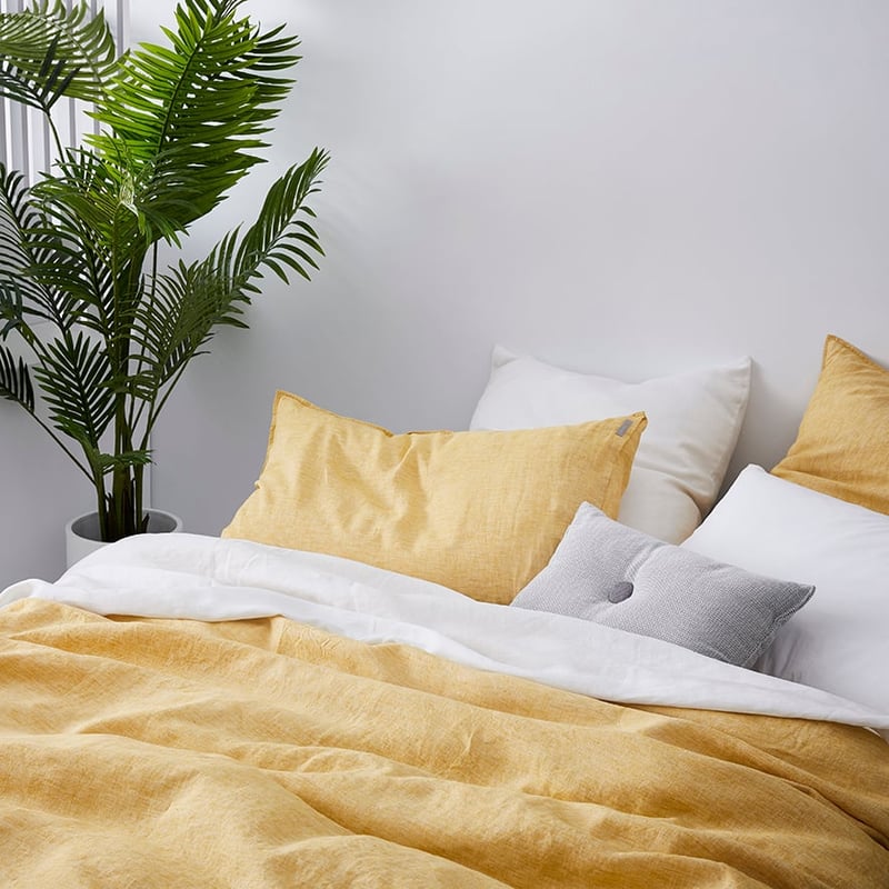 Vintage Washed Linen Mustard Quilt Cover