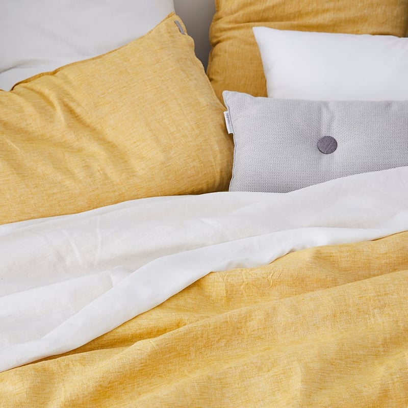 Vintage Washed Linen Mustard Quilt Cover