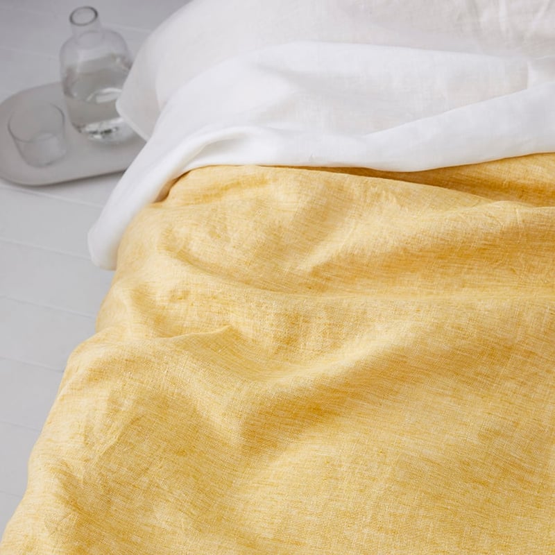 Vintage Washed Linen Mustard Quilt Cover