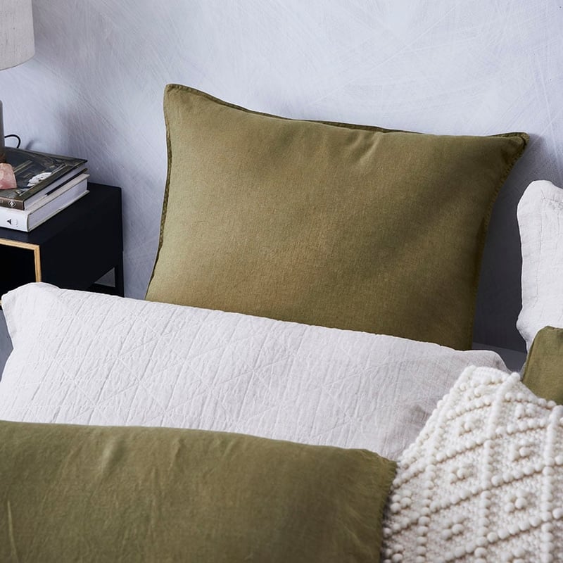 Vintage Washed Linen Olive Quilt Cover