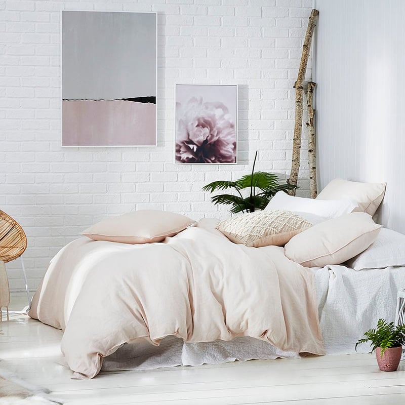 Vintage Washed Linen Shell Pink Quilt Cover