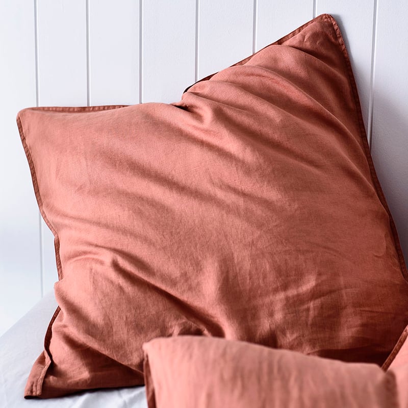 Vintage Washed Linen Terracotta Quilt Cover