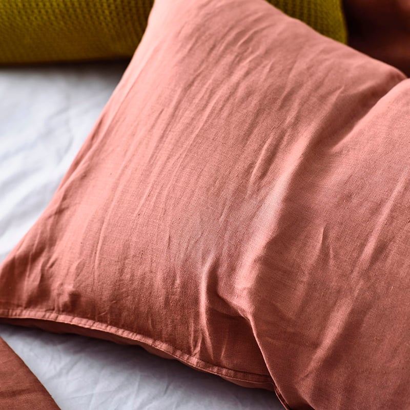 Vintage Washed Linen Terracotta Quilt Cover