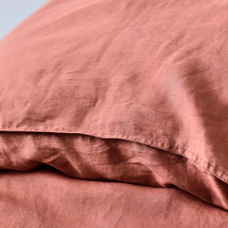 Vintage Washed Linen Terracotta Quilt Cover