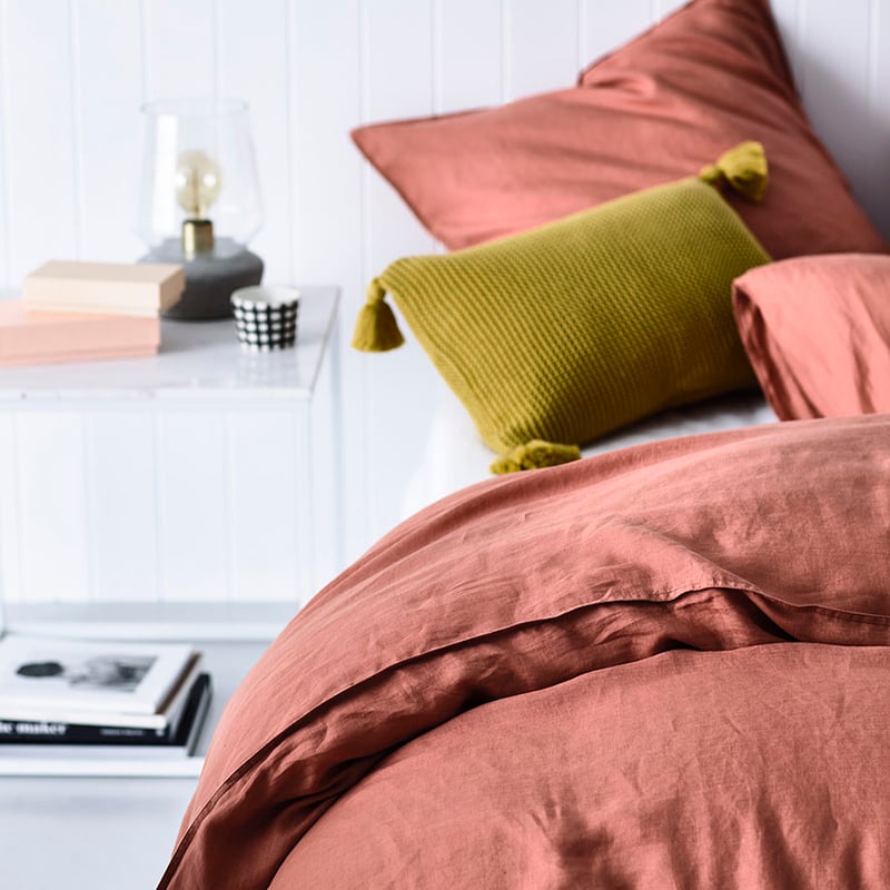 Vintage Washed Linen Terracotta Quilt Cover
