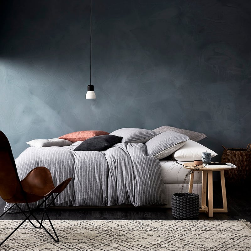 Ultra Soft Jersey Stripe Grey Quilt Cover