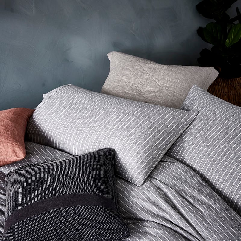 Ultra Soft Jersey Stripe Grey Quilt Cover