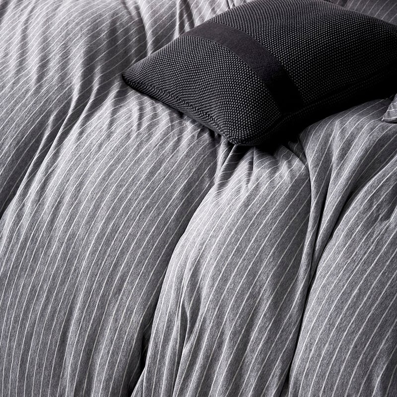 Ultra Soft Jersey Stripe Grey Quilt Cover